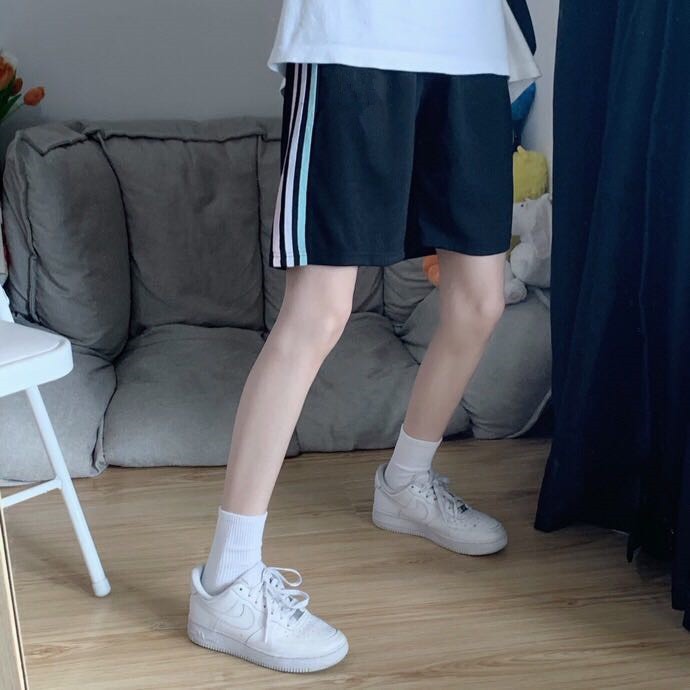 Quần Short Nữ 3 Sọc Thun Unisex Phối Dây Màu Ulzzang BC150