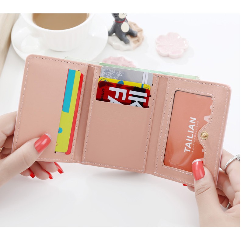 Bóp Da Nữ Cầm Tay Mini Xinh Xắn Thời Trang Hàn Quốc Một Loại Ví Gấp Ngắn Đa Chức Năng Đẹp Mẫu Hình Trái Tim Sweet Dream | BigBuy360 - bigbuy360.vn