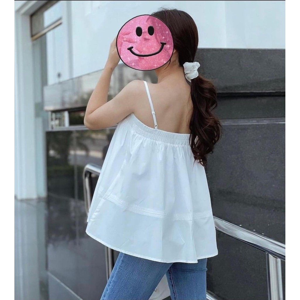 ÁO HAI DÂY CHUN LUNG HAI MÀU TRẮNG ĐEN
