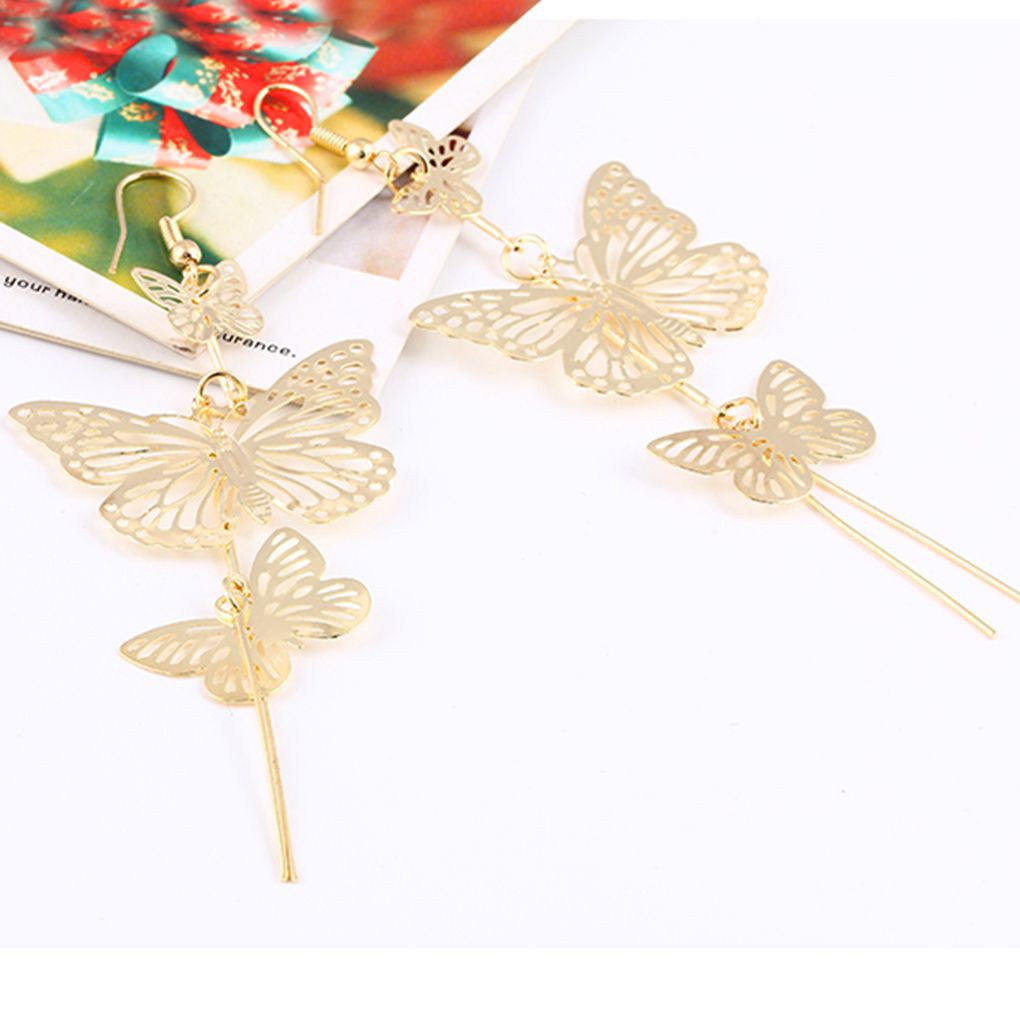 1 Đôi Bông Tai Dài Hình Bướm Quyến Rũ Dành Cho Nữ