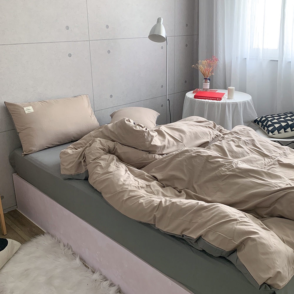 Bộ chăn ga gối 4 món trơn REE Bedding chất Cotton TC đủ size giường nệm HÀNG LOẠI 1