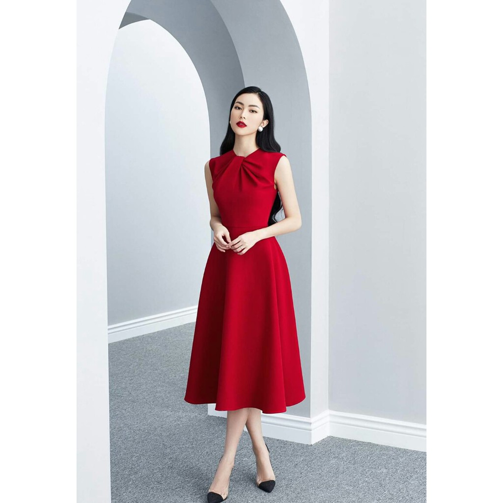 Đầm Dáng Xòe ❤️FREESHIP❤️ Cổ Tròn Xoắn Ngực Sang Chảnh