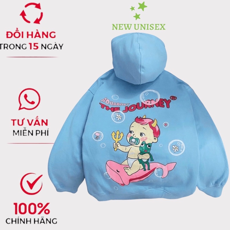 Áo Khoác Hoodie Form Rộng Khóa Kéo in cá bong bóng Unisex đơn giản Chất Nỉ 2 lớp TP235 [NewUnisex]