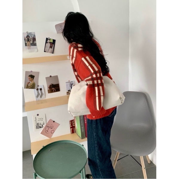 Áo len pha cổ ô vuông dáng xinh sang chảnh Vintage Hàn Quốc | BigBuy360 - bigbuy360.vn