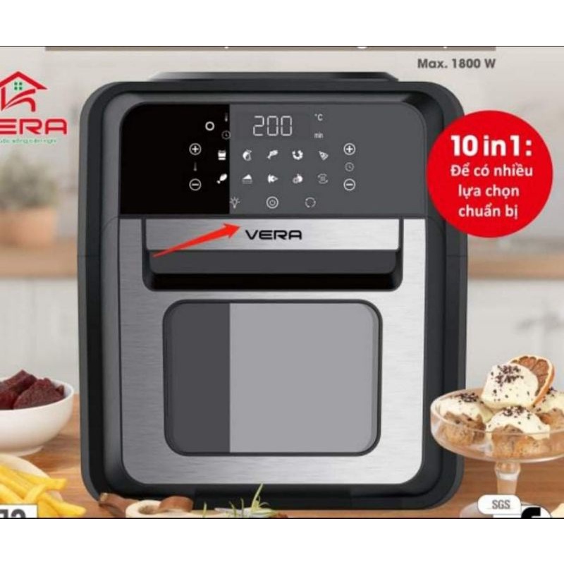 (Mã Giảm 50k cho khách mua lần đầu) Nồi chiên không dầu Vera VR68 dung tích 12 lít