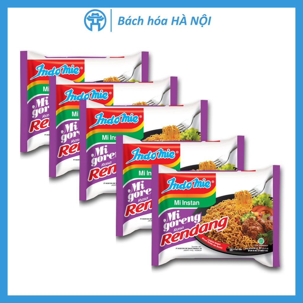Lốc 5 Gói Mì Xào Khô Indomie Mi Goreng Rasa Rendang Vị Bò Cay 91g | BigBuy360 - bigbuy360.vn