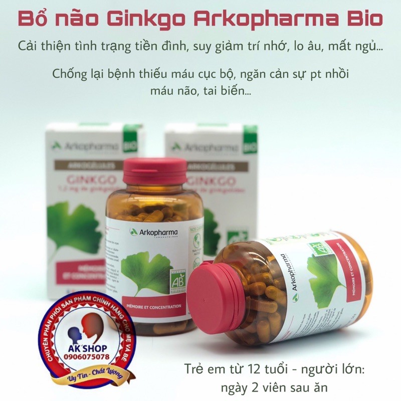 Bổ não Ginkgo Arkopharma Pháp hàng chính hãng