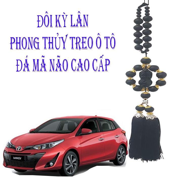 Đôi Kỳ Lân Đá Mã Não Tự Nhiên Phong Thủy Treo Trang Trí Trên Xe Hơi, Ô Tô Cao Cấp PT-03