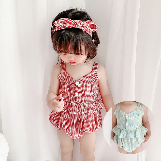 Set áo liền quần và băng đô xinh xắn dành cho bé gái từ 0-24 tháng tuổi