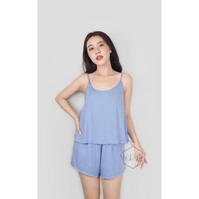 &lt;A10&gt; Set đồ nữ đồ mặc nhà đồ ngủ nữ 2 dây thun cotton co giãn siêu mát sexy dưới 75kg