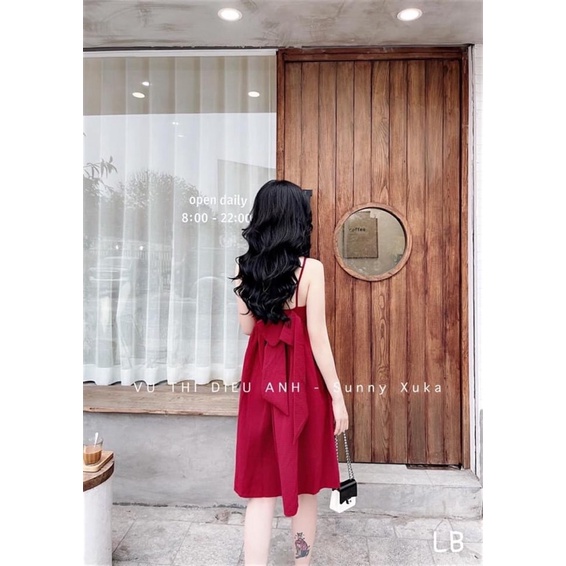 Đầm babydoll 2s nơ lưng to , đầm 2 dây nơ vãi xốp | BigBuy360 - bigbuy360.vn