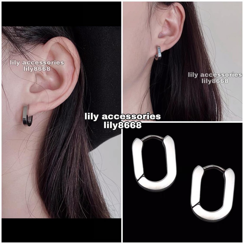 khuyên tai titan chữ U không gỉ không đen không dị ứng khuyên vành tai nam nữ