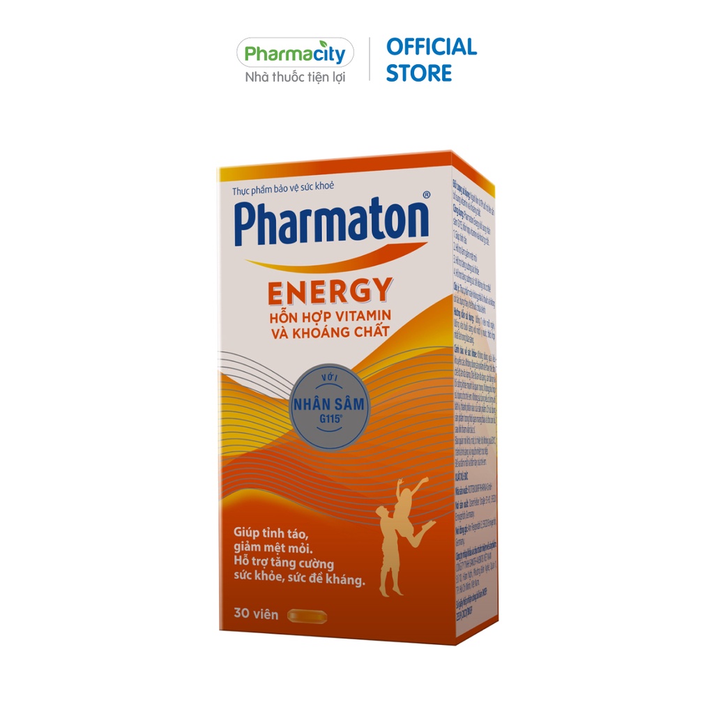 Viên uống Pharmaton bổ sung nhân sâm G115, vitamin tổng hợp và khoáng chất(Hộp 30 viên)