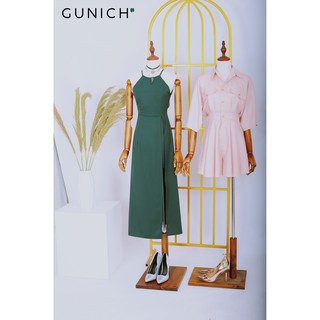 Đầm maxi yếm xanh midnight Gunich