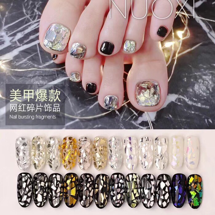 Set 6 hủ kim tuyến, sequin 3D, phụ kiện nail, phụ kiện trang trí móng cao cấp