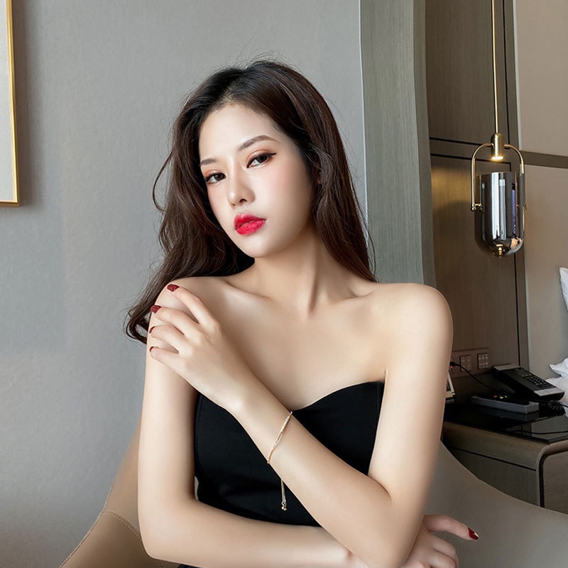 Vòng Tay Mạ Vàng Đính Đá Lấp Lánh Phong Cách Hàn Quốc Cho Nữ