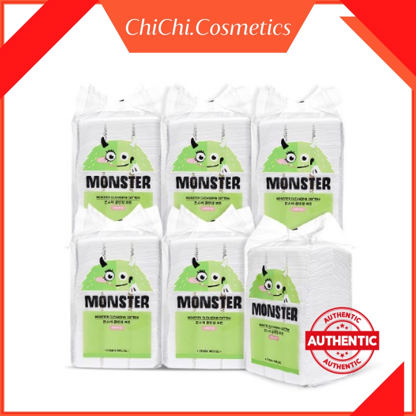 Bông tẩy trang  bông Monster Cleansing Cotton Etude 100% cotton dày dặn, mềm mịn dễ dàng sử dụng