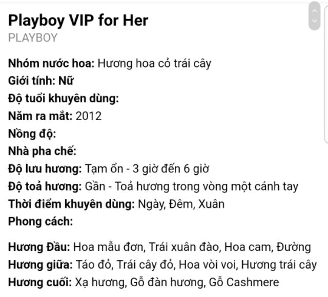 Nước hoa nữ Play Boy Vip 90ml xách tay Mỹ