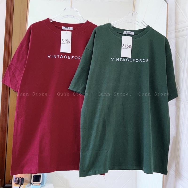 Áo Thun 3158 In Chữ VINTAGEFORCE Form Rộng Unisex Chất Cotton Khô Loại 1, Thoáng Mát, Thấm Hút Mồ Hôi - GUNN