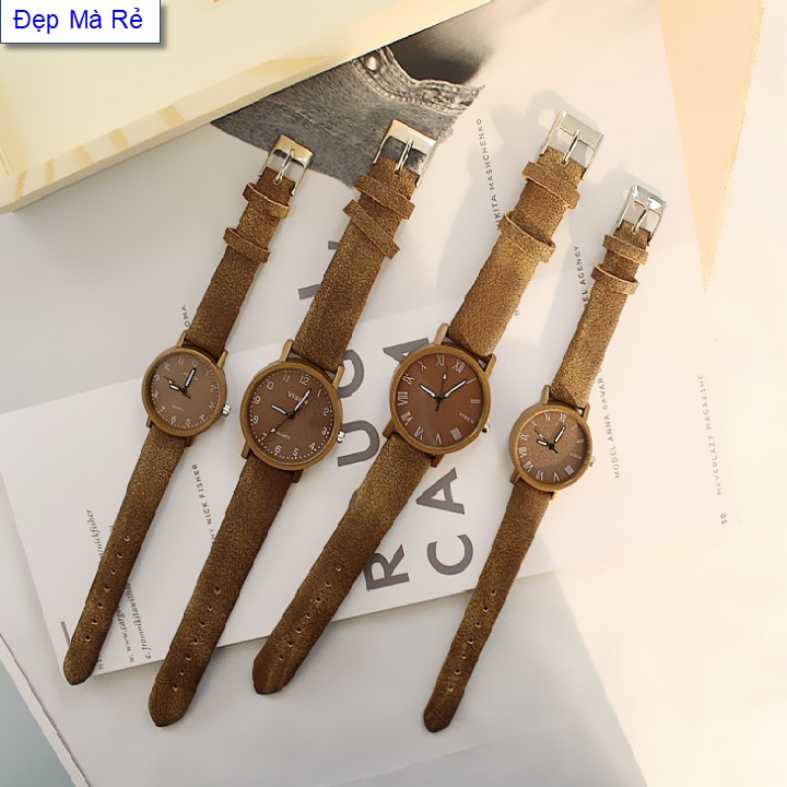 Đồng hồ đôi nam nữ giá rẻ mặt phun cát số cổ điển - Giá bán trên là 2 chiếc như hình + tặng kèm thêm 2 viên pin