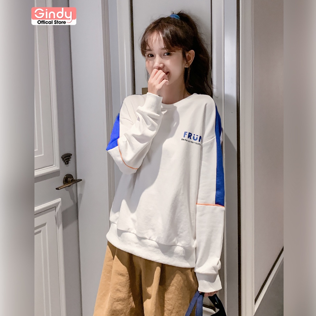 Áo nỉ sweater dài tay GINDY Frun hoodie trơn basic form rộng đơn giản dễ phối đồ thời trang thu đông A9108