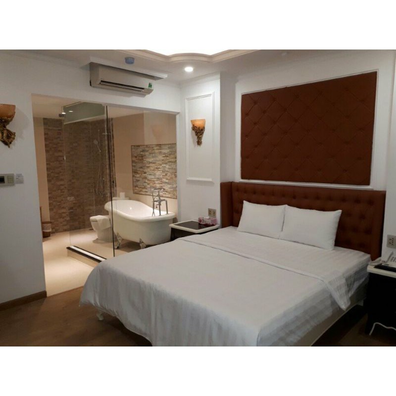 chọn bộ drap trắng sọc 3 phân 1m8x2m ( nệm 17_27cm ) ( vỏ chăn + ruột cotton 2mx2m2 )