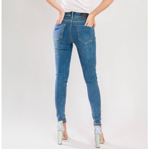Quần Bò Jeans Nữ Ôm Skinny Lưng Cao Vừa Ngang Rốn COTONFIO 8079-XS Mềm Mại Tôn Dáng Dài 90-95cm Co Dãn Tốt