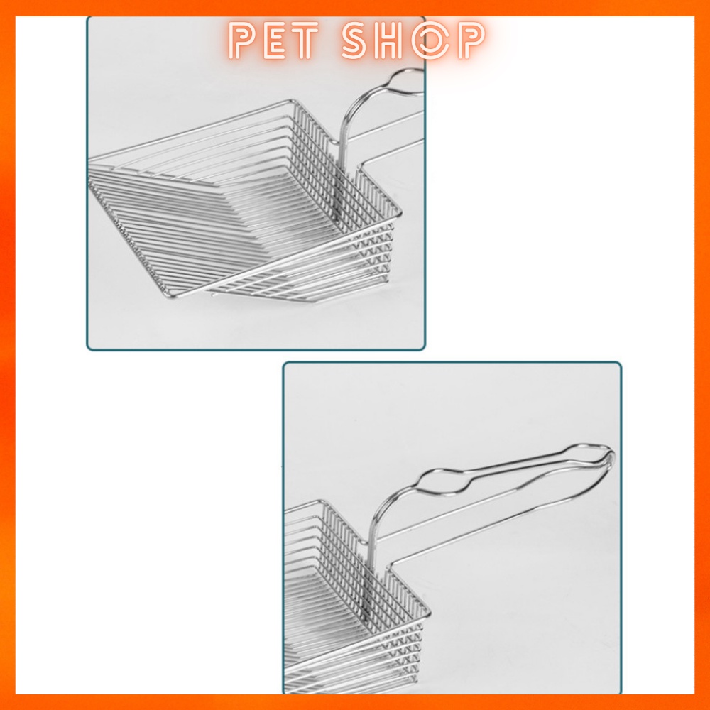 Xẻng xúc cát vệ sinh cho mèo bằng inox, xẻng xúc cát vệ sinh mèo, xẻng hốt cát dọn vệ sinh phân cho mèo