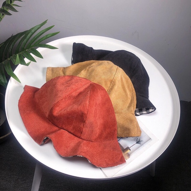 Mũ 2 mặt nhung - caro hottrend