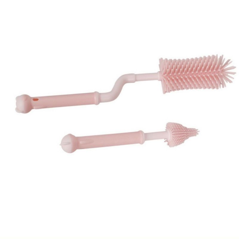 Bộ cọ rửa bình sữa, núm ty silicon 2 chi tiết Silicone siêu mềm mại xoay 360 độ dùng cho mọi loại bình