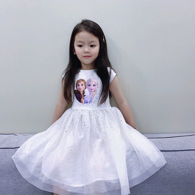 Váy trắng Elsa kim sa - SIÊU PHẨM