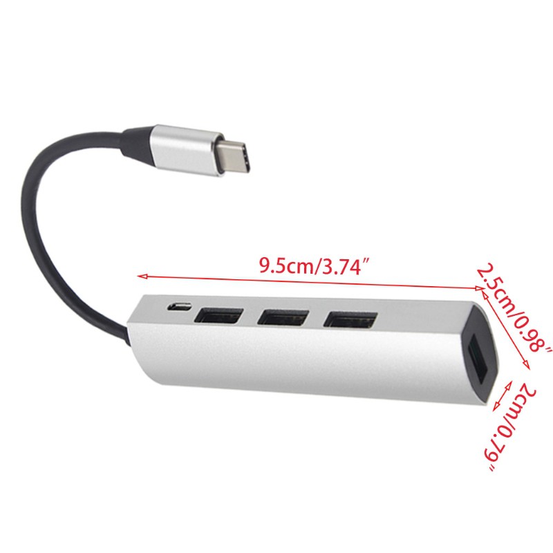 Bộ Chia 4 Cổng Usb 3.1 Type C 5 Trong 1 Cho Macbook Pro Laptop Pc