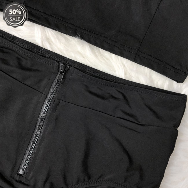 COD 2 Pcs/set Women Swimming Suit Solid Color Split Swimsuit Short-sleeve Top+ Shorts | BigBuy360 - bigbuy360.vn