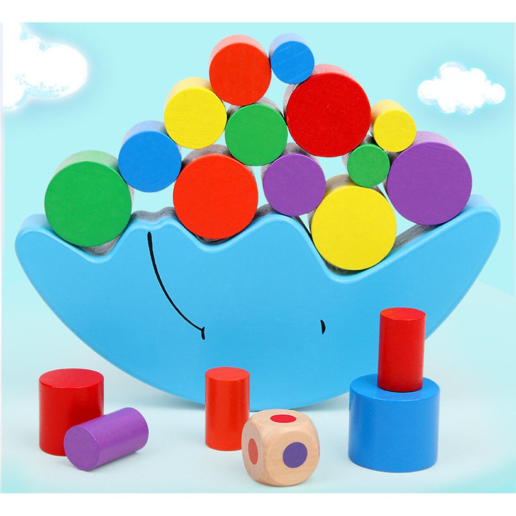 Đồ Chơi Gỗ, Đồ Chơi Cho Bé, Bộ Xếp Gỗ Cân Bằng Hình Mặt Trăng.