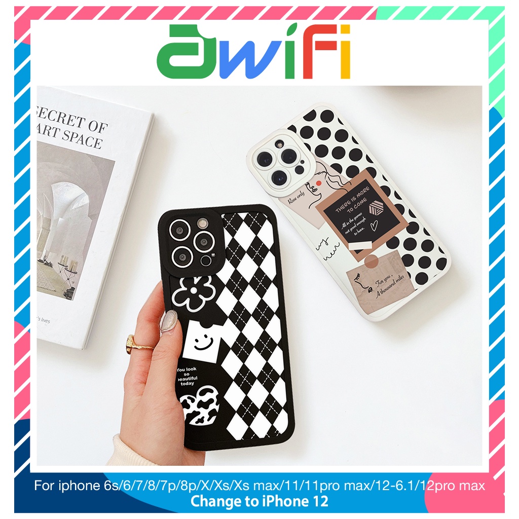 Ốp lưng iphone cạnh vuông lỗ camera chấm bi 6s/6splus/7/7plus/8/8plus/x/xr/xs/11/12/13/pro/max/plus/promax-Awifi V3-2 | BigBuy360 - bigbuy360.vn
