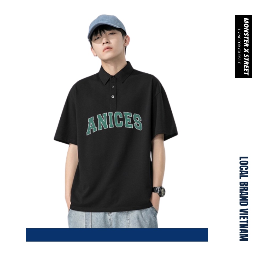 Áo thun polo MONSTER X STREET ANICES phông tay lỡ nam nữ form rộng Local Brand