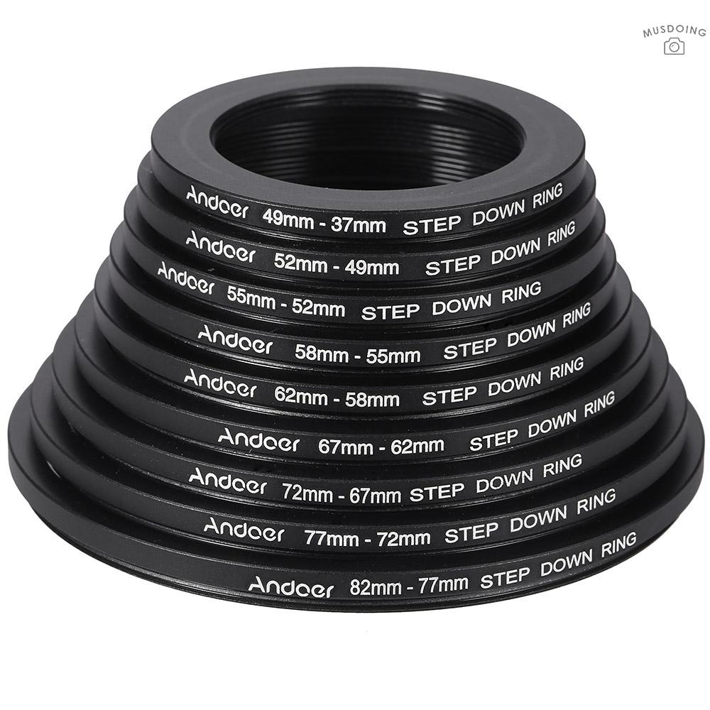 ღ  Andoer 18pcs 37-49-52-55-58-62-67-72-77-82mm Step Up / Step Down Lens Filter Metal Adapter Ring Kit