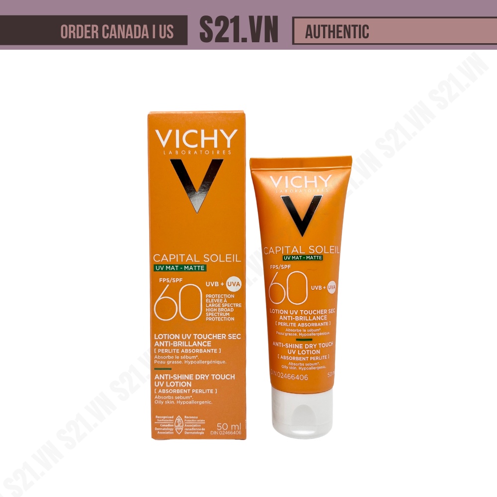 Kem Chống Nắng Kiềm Dầu Finish Khô Ráo Vichy Capital Soleil Anti Shine Dry Touch UV Lotion SPF60