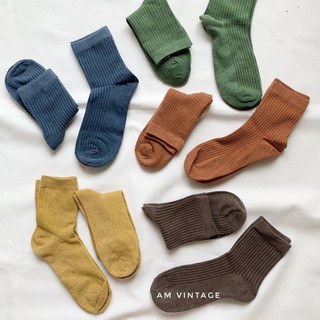 Vớ Gân Tăm Cổ Cao 5 Màu Basic Vintage