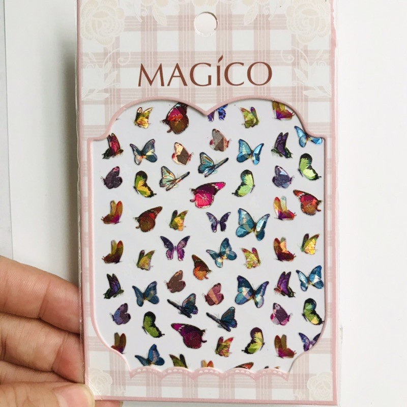 Sticker dán móng bướm nhũ màu-hình dán nail