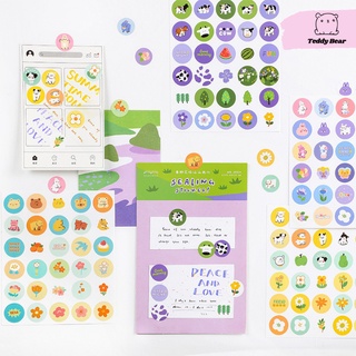 30 Flowertree Sticker Tròn Mùa Xuân Trang Trí Sổ, Sticker Niêm Phong Cute