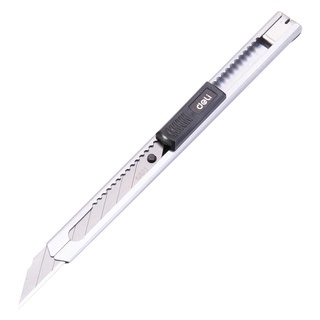 Dao rọc giấy mini Deli dùng trong văn phòng phẩm - loại dao 8 lưỡi, dễ dàng sử dụng màu Bạc - 1 cái E2034 - HOKAMI STORE