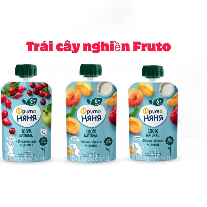 Trái Cây Nghiền Fruto Nga 90g Cho Bé từ 6 Tháng
