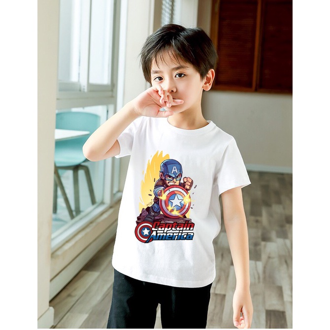 Áo thun bé trai in hình spider man hulk thor doctor strage caption america biệt đội siêu anh hùng