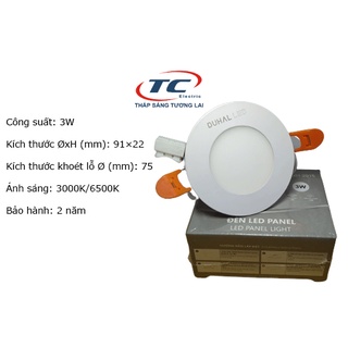 Đèn led panel âm trần 3w duhal