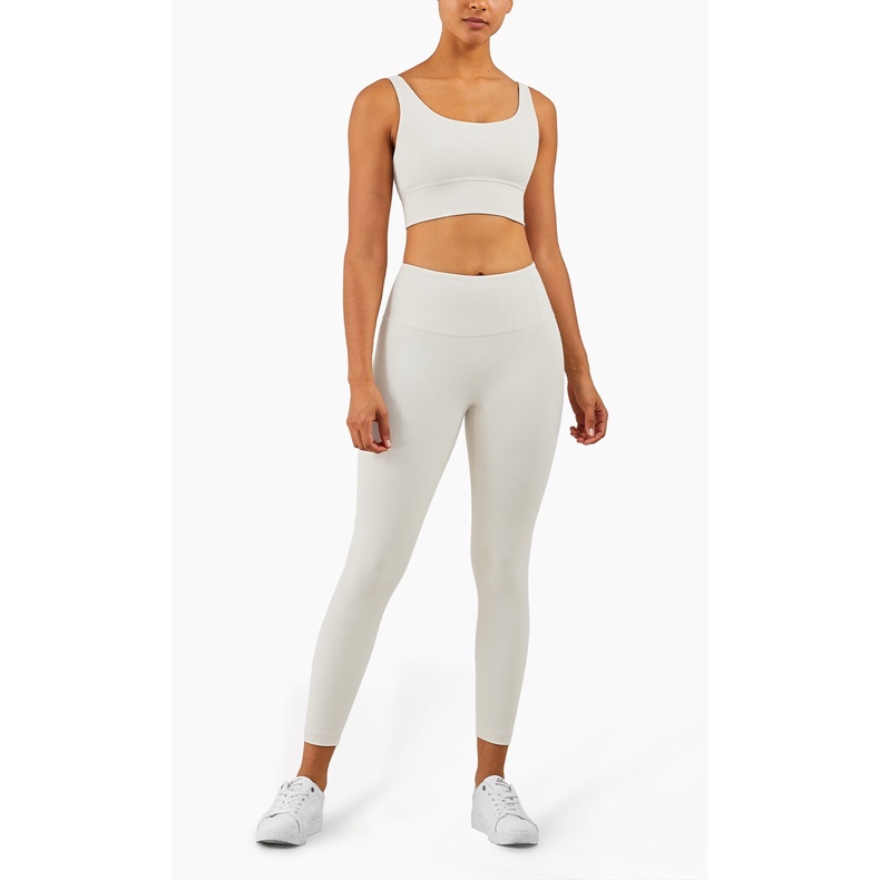 Set trang phục thể thao HOPPE FUMENG áo ngực hai dây và quần legging dài có sọc thời trang dành cho nữ