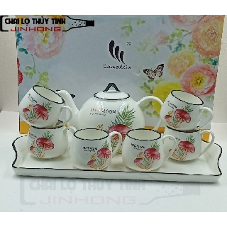 [GIÁ HỦY DIỆT] BỘ ẤM CHÉN KHAY HOA GỐM SỨ CAO CẤP (276) L8-45 MS020 COTACASO