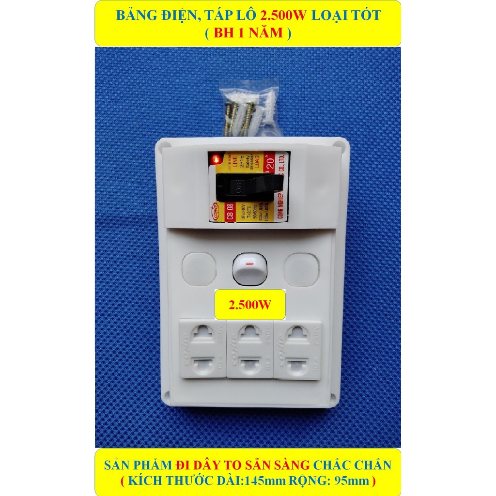 Bảng điện, Táp lô 2500W CAO CẤP + BH 1 NĂM + CB Atomat 20A chống quá tải + 1/2/3 Công tắc HÀNG LOẠI TỐT
