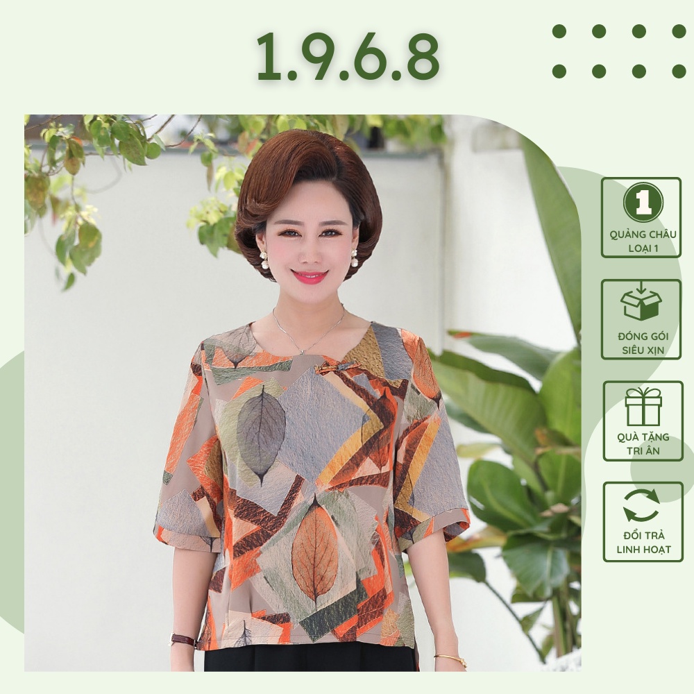 Áo phi lụa kiểu nữ trung niên - Phi lụa Hàng Châu cao cấp sang trọng, quà tặng mẹ #D2