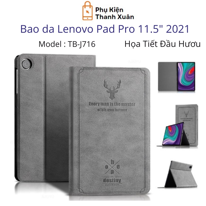 Bao da Lenovo Pad Pro 2021 11.5 inch | Họa tiết đầu hươu | Gập dựng được